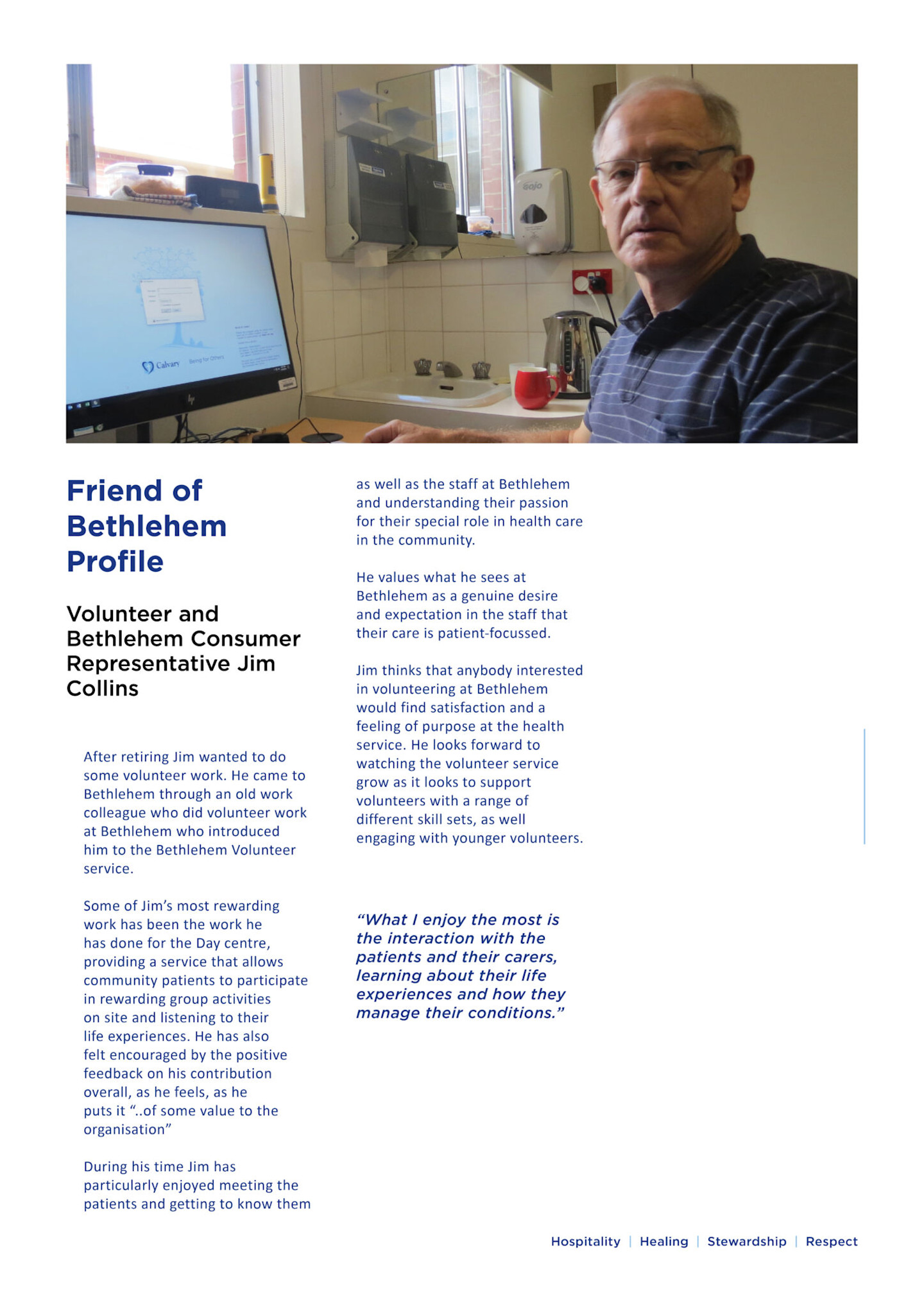 Jim Collins - Volunteer and Bethlehem Consumer Representative