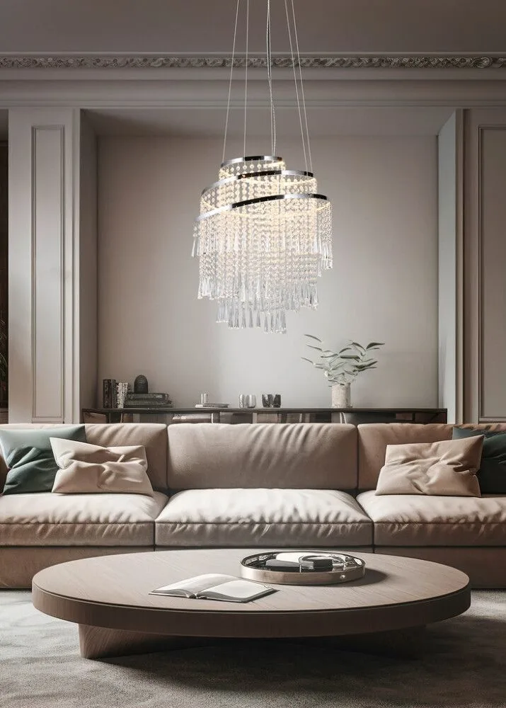 EE 1580834 LED-rippvalgusti Trio Pomp kroom Ø 48 cm pilt