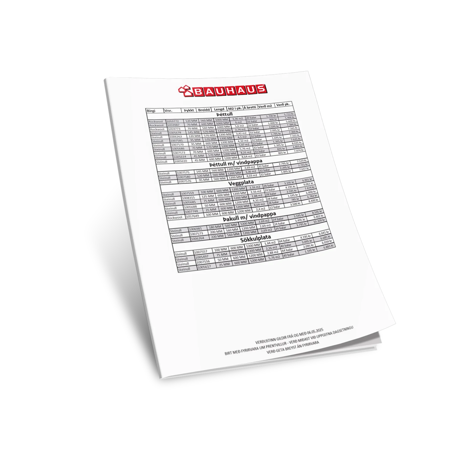 Steinull verðlisti IS