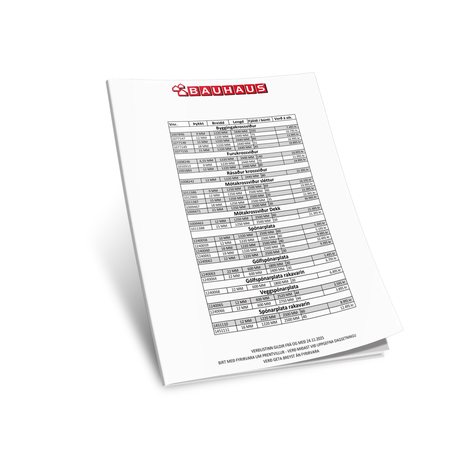 Plötu verðlisti IS