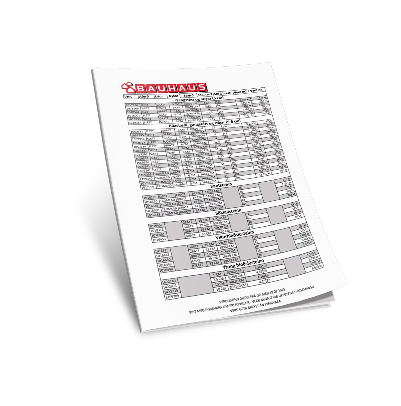 Hellur verðlisti IS