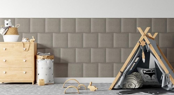 Taupe Wall Panels - Fabric Texture