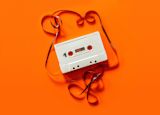 Cassette tape orange background
