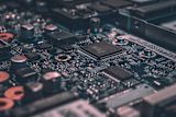 Decorative image of laptop motherboard for article