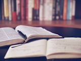 Decorative image of open books for article