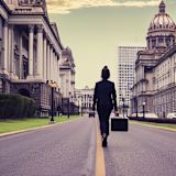 Decorative image of public servant walking