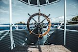 Decorative image of ship steering wheel for article