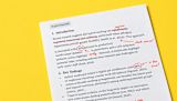 Annotated AI Draft on Yellow Background