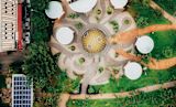 aerial view of an urban park with intertwining walkways and resting spots