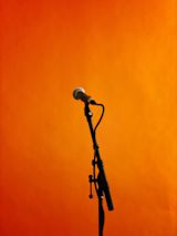 microphone on orange background