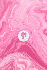Decorative image of Barbie logo on pink textured background for article
