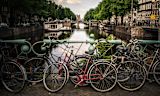 Bicycles on a bridge in Amsterdam