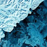 Decorative image of a blue iceberg