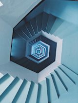 Decorative image of spiralling steps for article