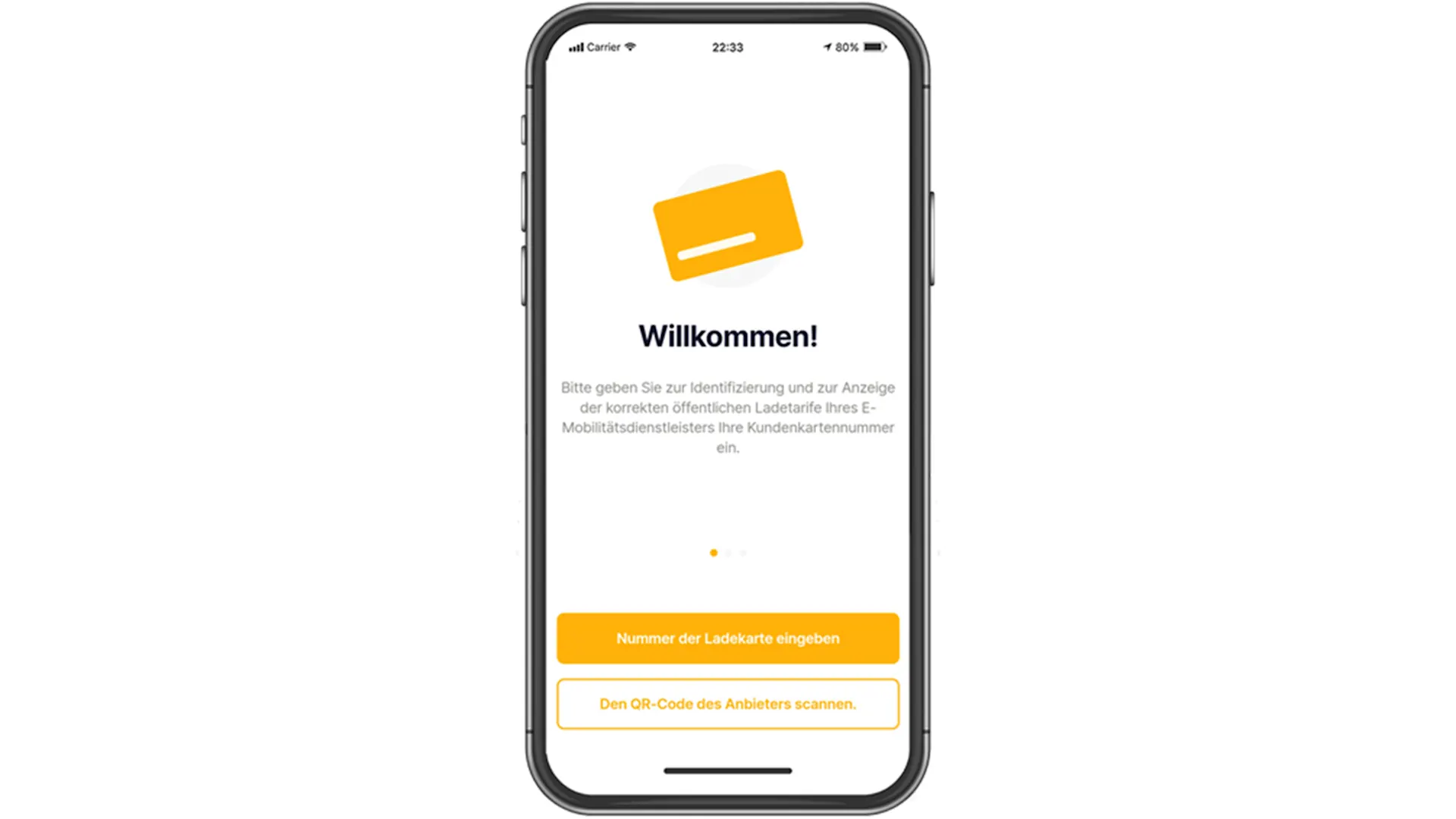 Registrierung Schritt1 Bildliche Darstellung der Registrierung für die App Easy Charging Quality.