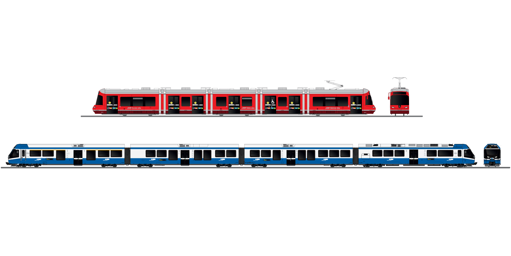 Illustrazione: treno FR e tram VBZ