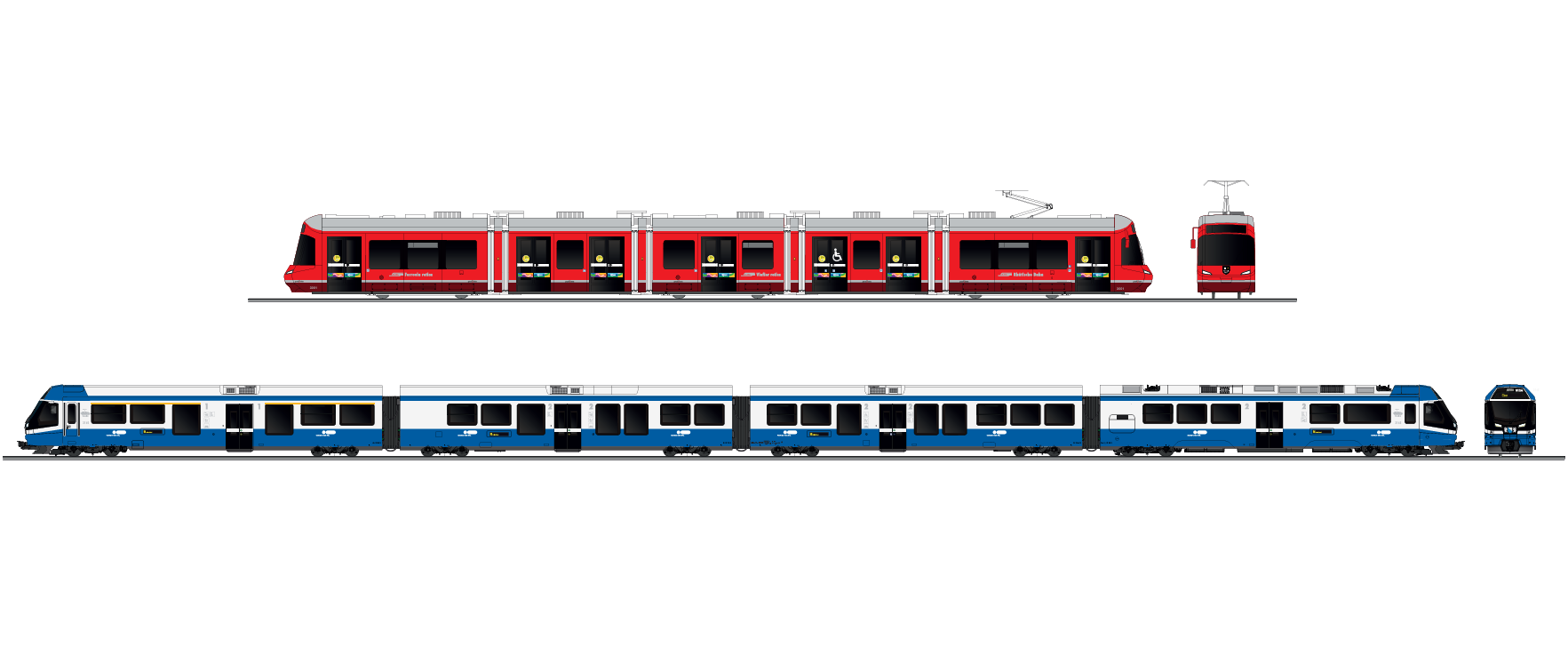 Illustrazione: treno FR e tram VBZ