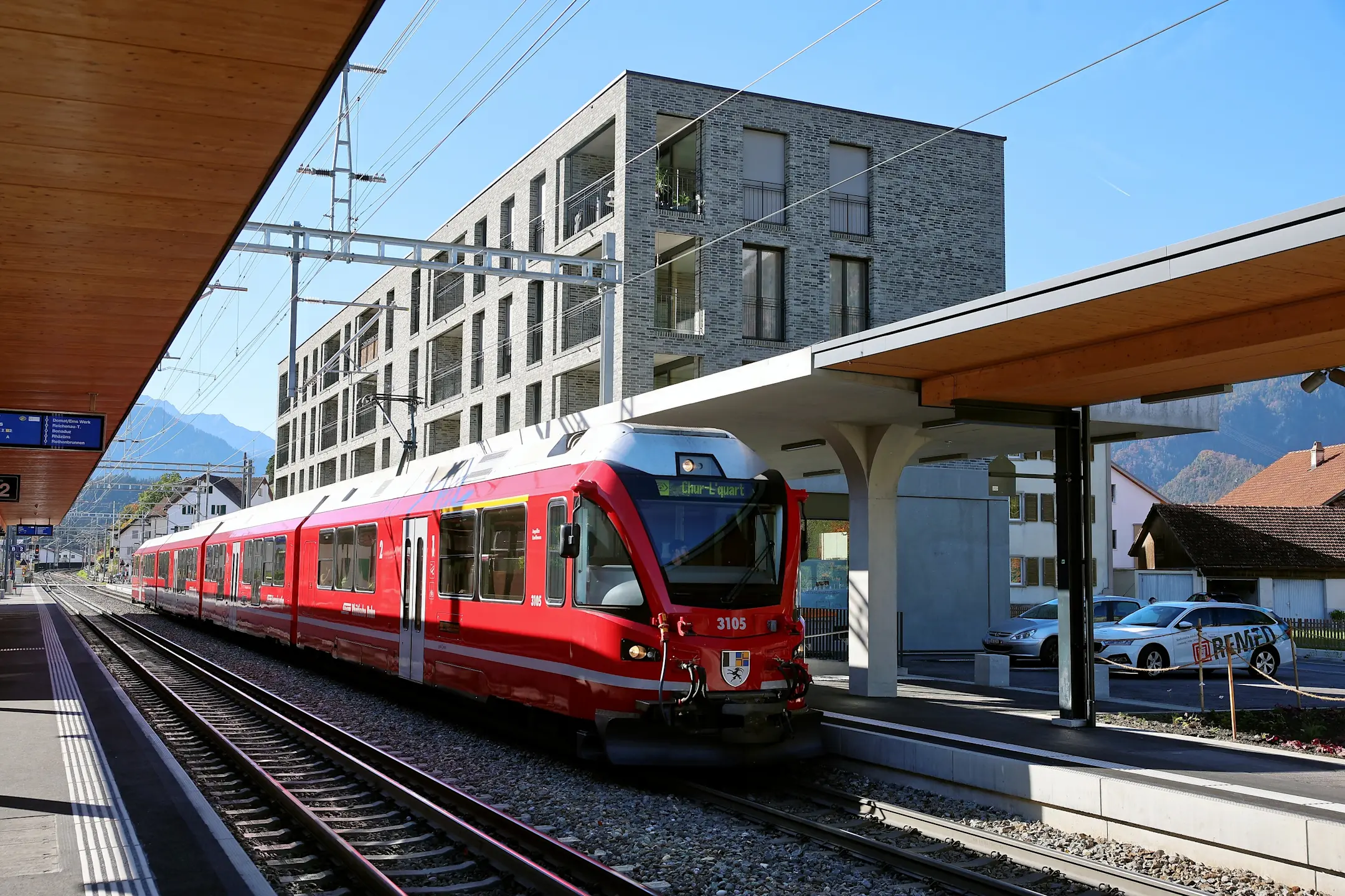 Bahnhof Domat/Ems ABe 4/16 3105
