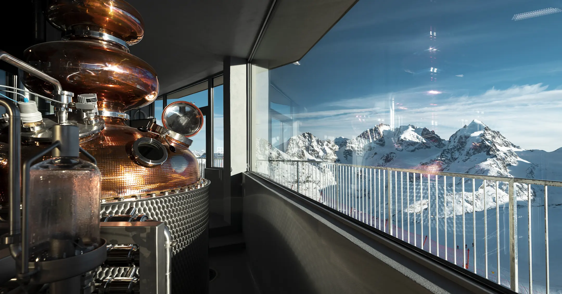 Direct view of the mountain landscape from the distillery.
