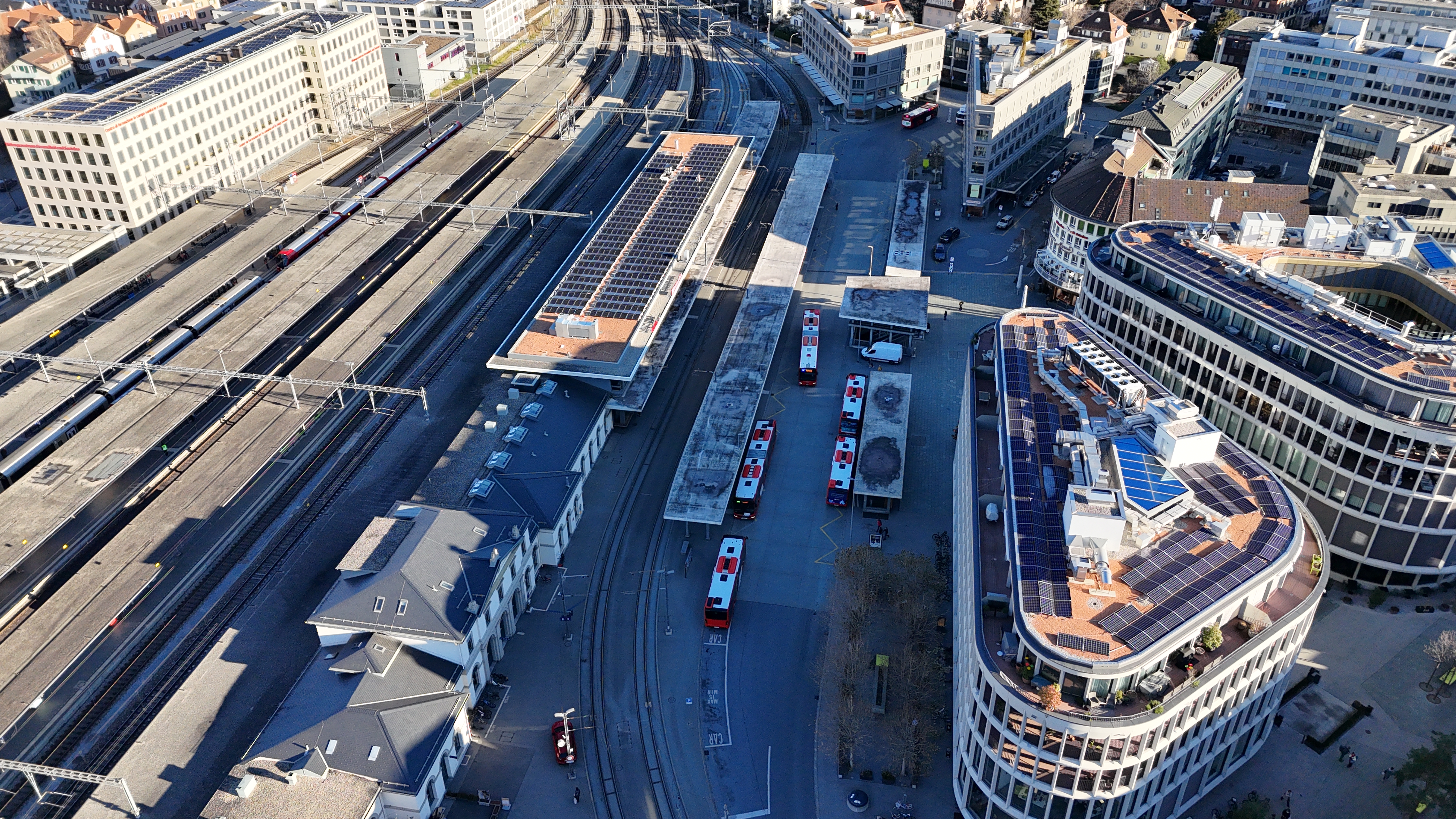 Drohnenfoto Bahnhofplatz Chur
