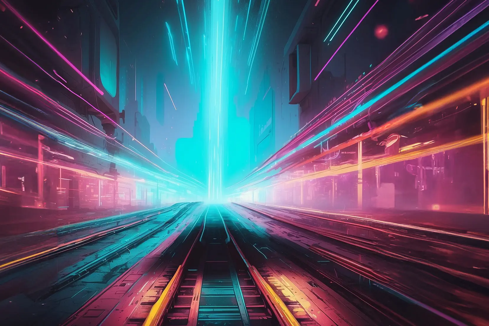 Futuristische Illustration eines Bahnhofs.