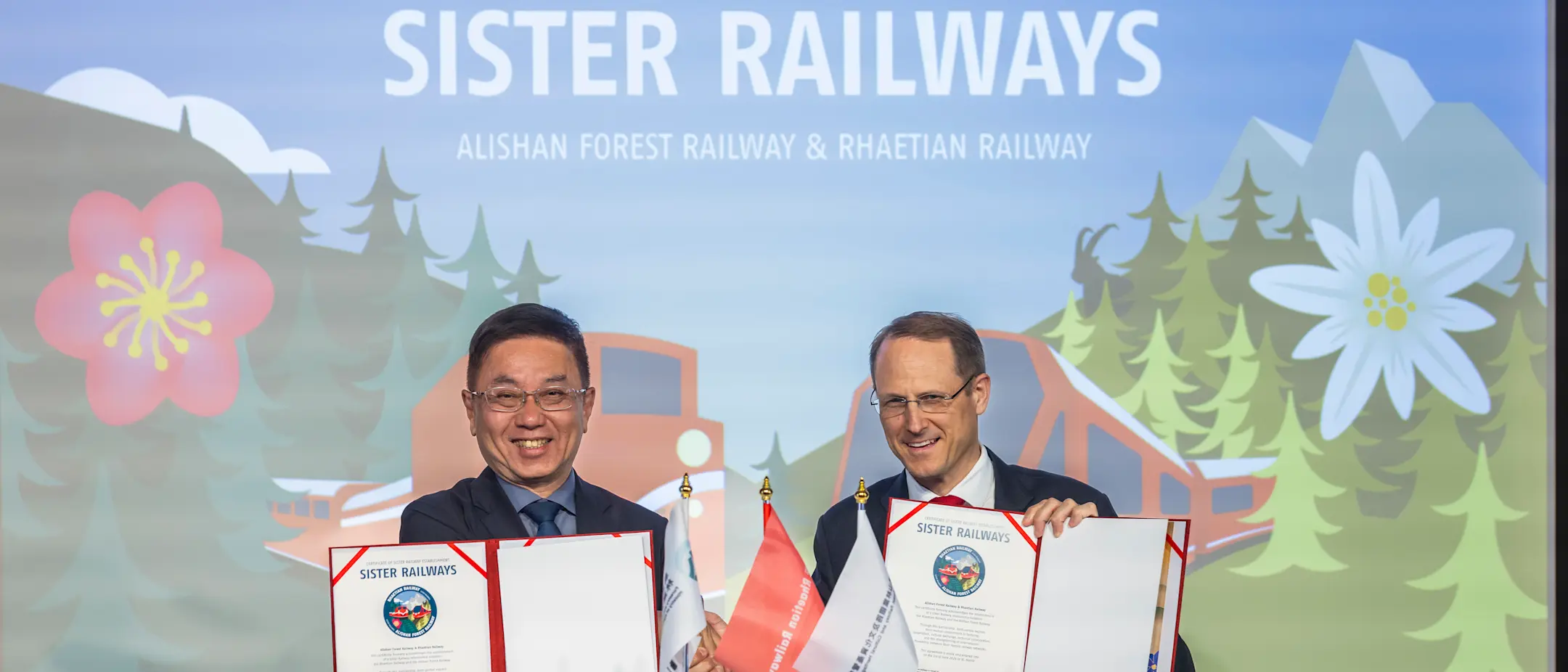 Mr. Lin, Hwa-Ching (Frank); Director General FANCA und Renato Fasciati, RhB-Direktor, bei der Unterzeichnung am 01. Juni 2026
