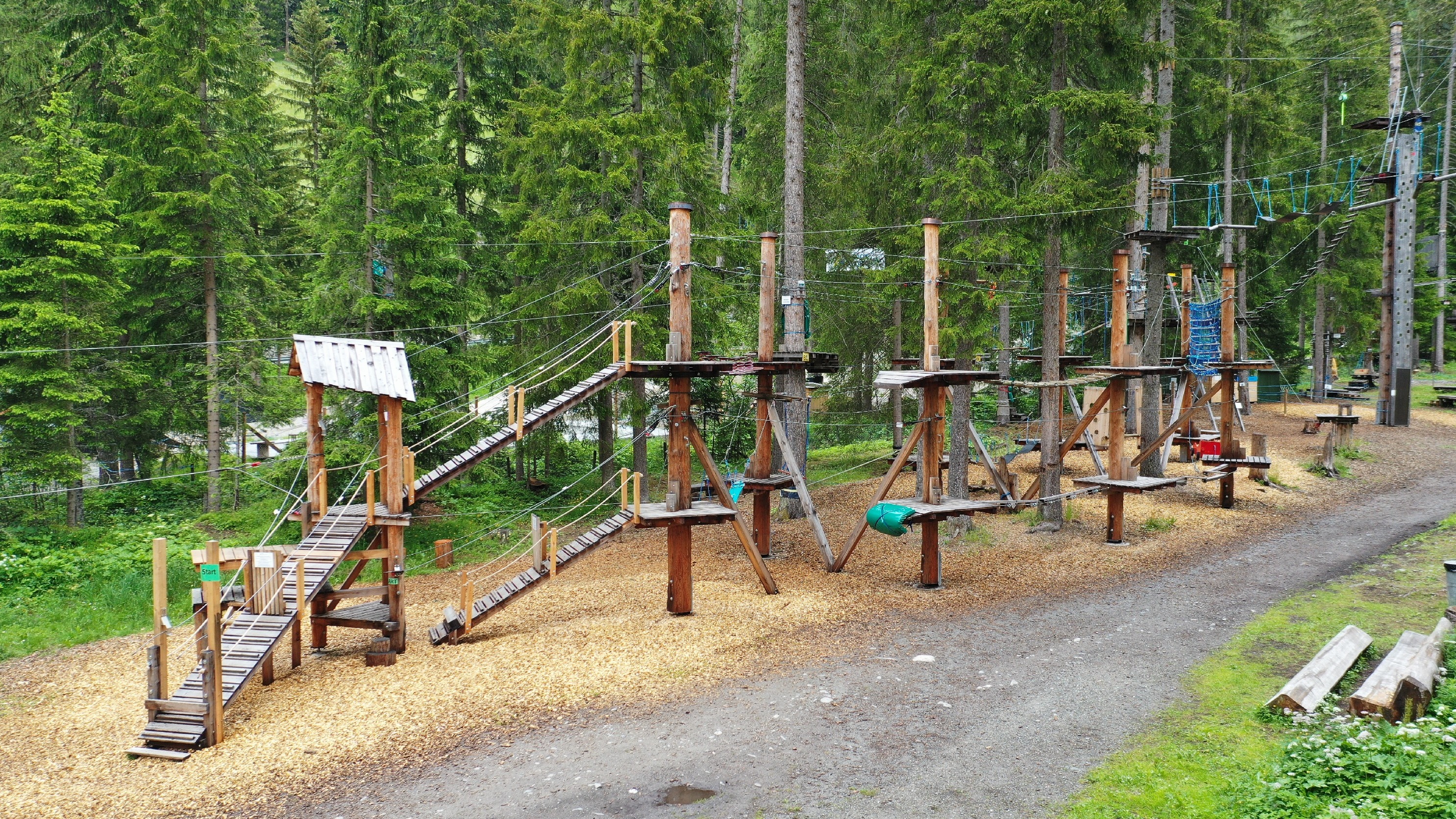 Nel folto del bosco, potrete scoprire i vari elementi del Davos Adventure Park.