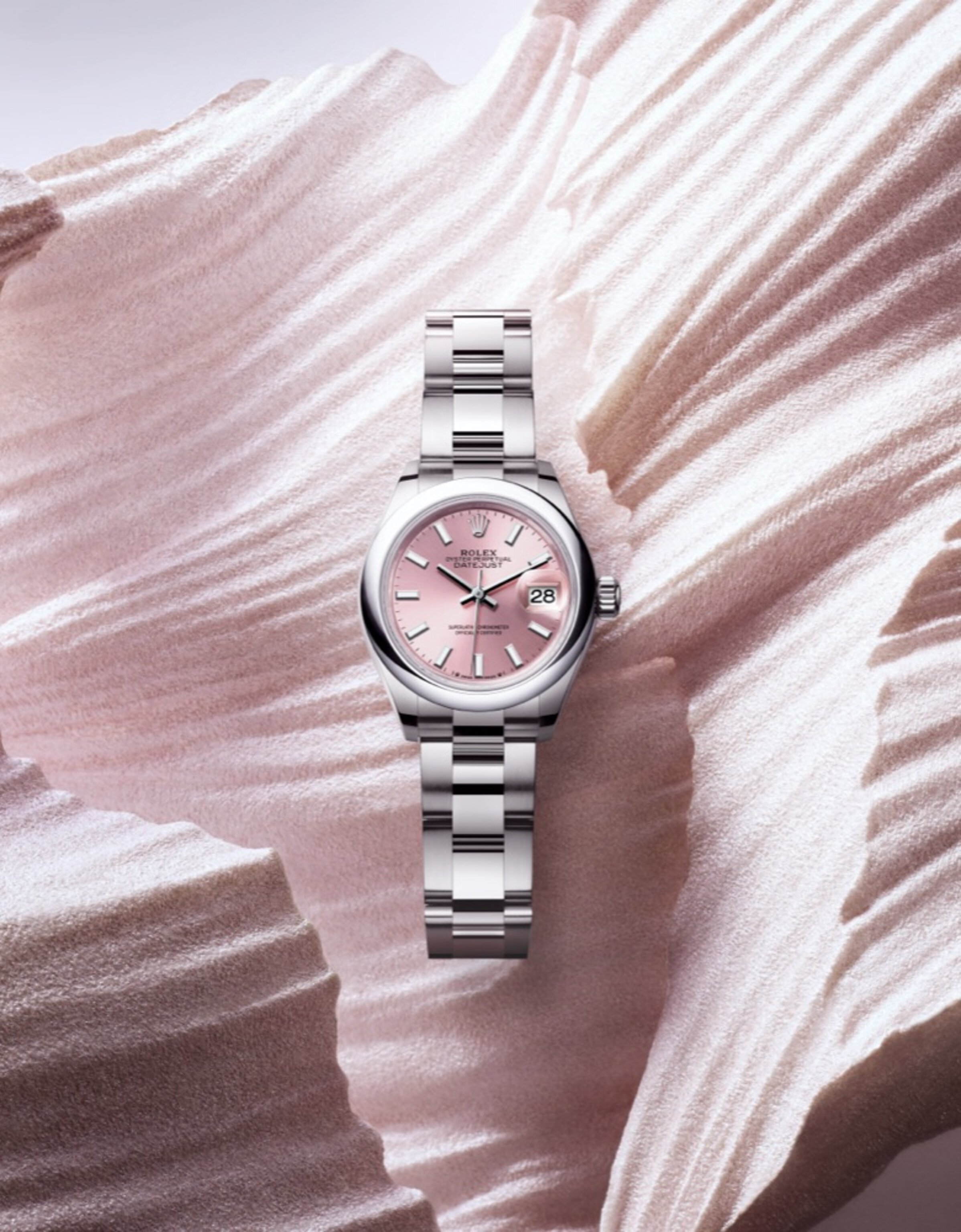 Silver Lady-Datejust watch with pink face