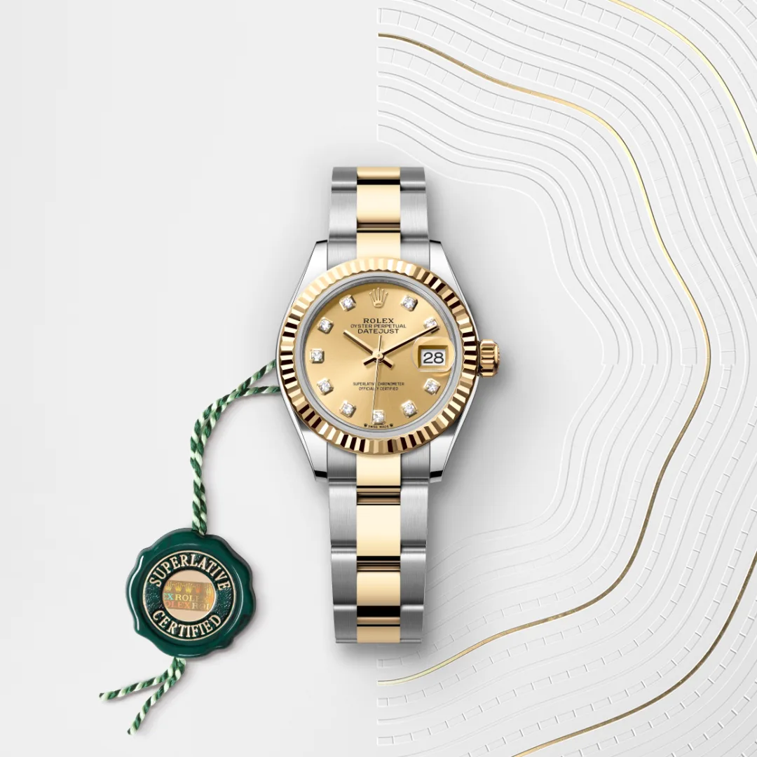 Image of a Rolex watch with a certificate hang-tag