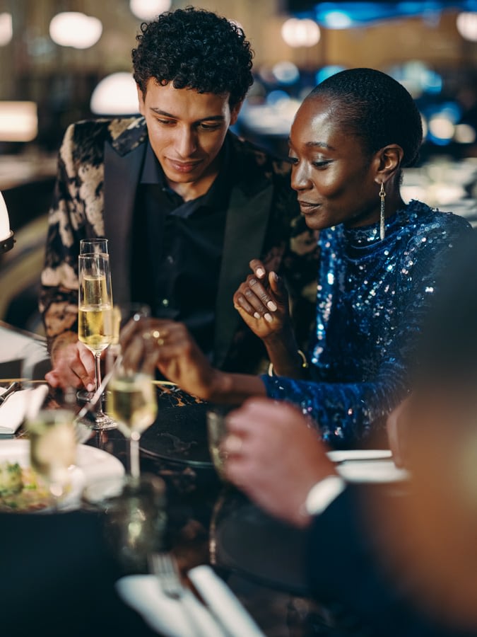 Two people enjoying a meal