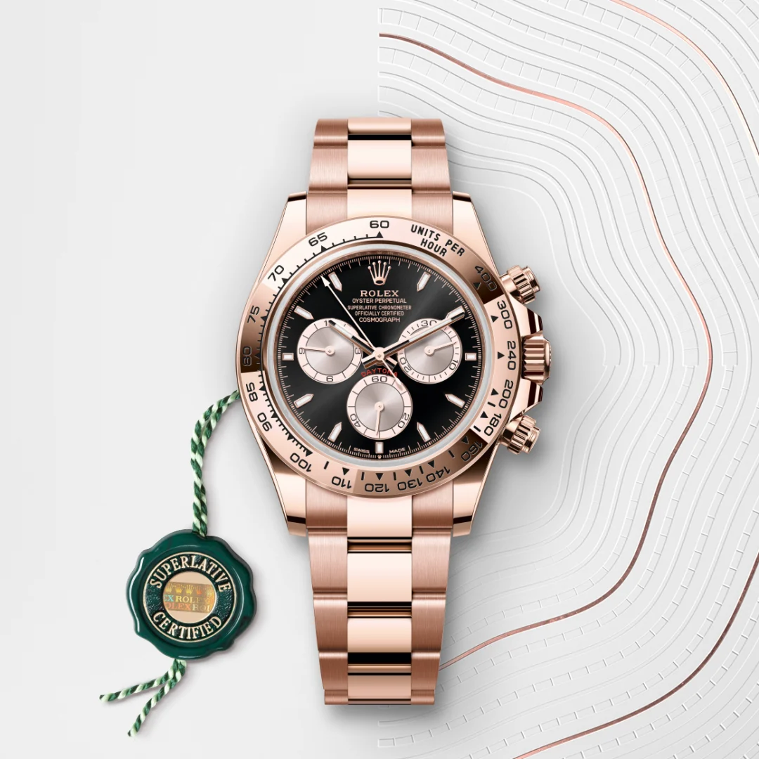 Image of a Rolex watch with a certificate hang-tag