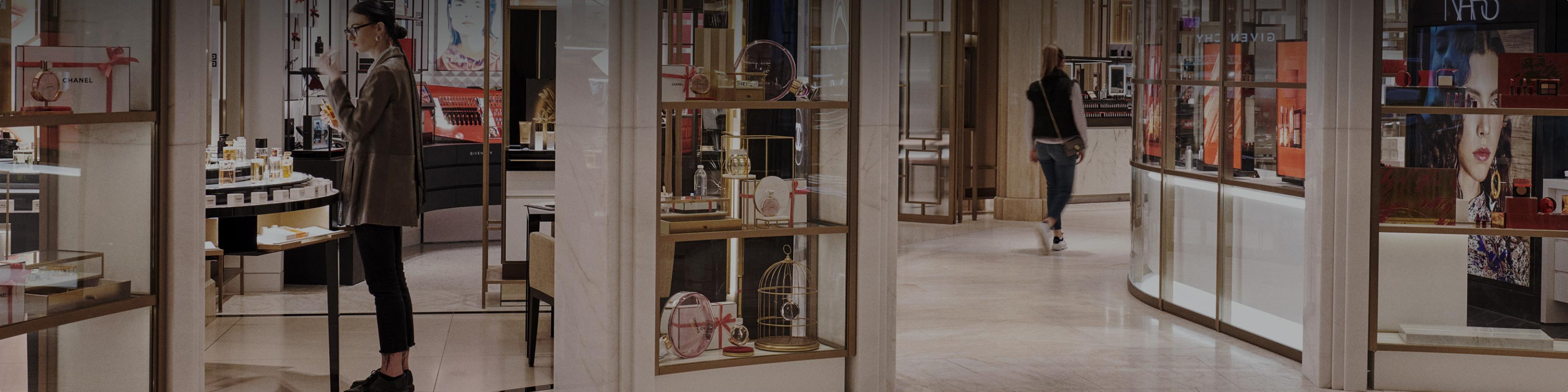 Customers shopping in the Harrods Beauty Halls