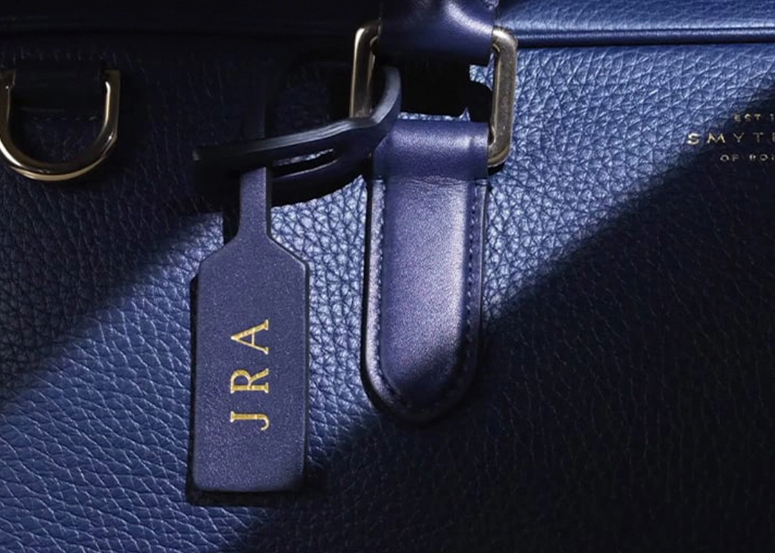 Engraved Smythson luggage tag