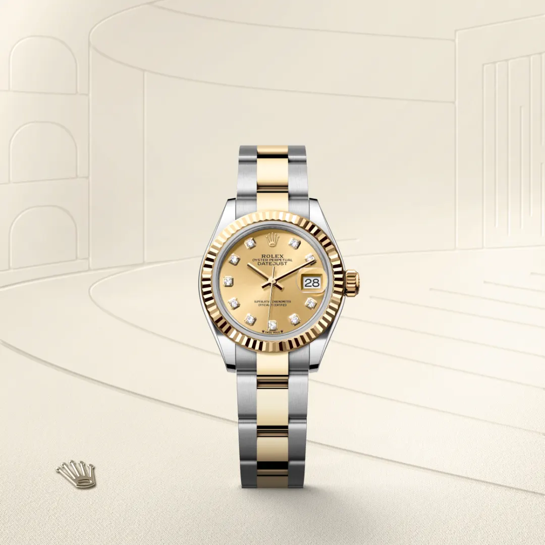 Image of a Rolex watch on an embossed white background