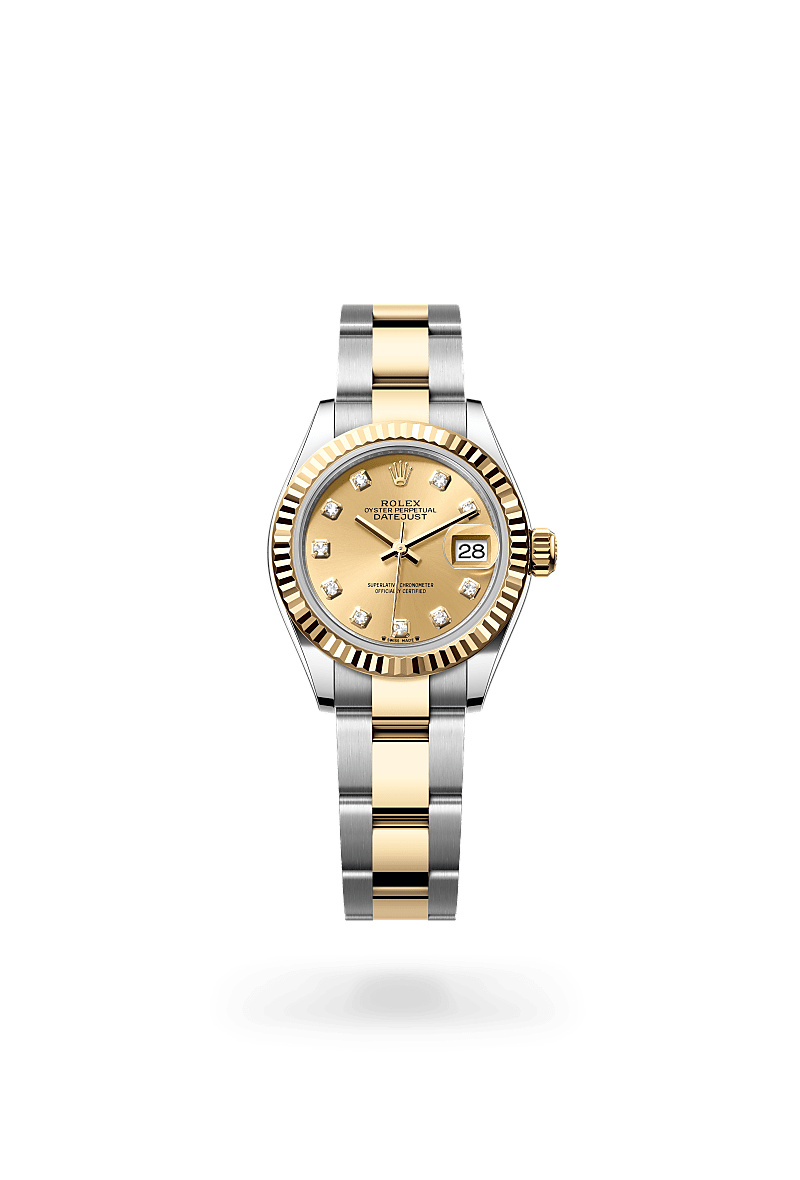 Lady-Datejust in Oyster, 28 mm, Oystersteel and yellow gold