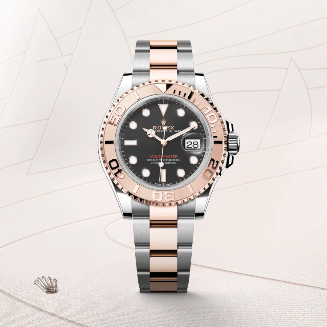 Image of a Rolex watch on an embossed white background