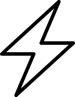 Black outline of a lightning bolt icon on a white background, representing electricity or energy.