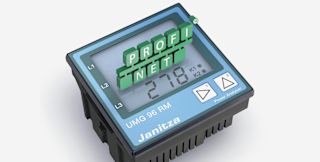 Janitza UMG 96 RM energy meter with Profinet logo on the display