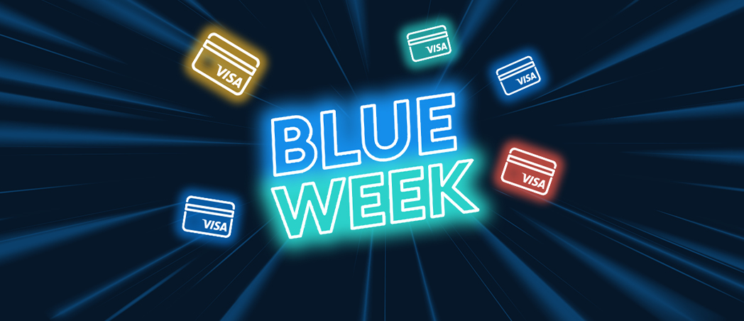 Motive zur Aktionswoche "Blue Week" für die Kreditkarte-Aktion