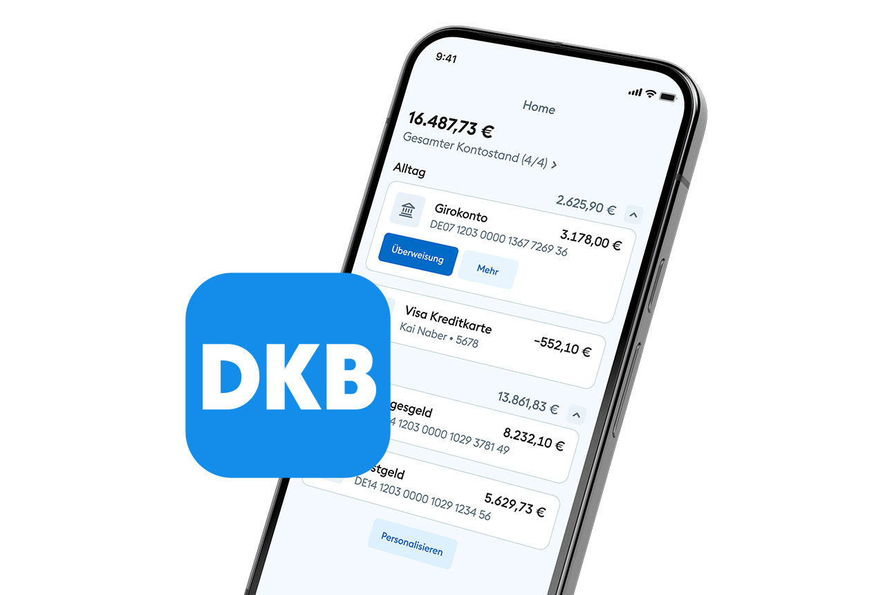 Illustration eines Smartphones mit der DKB App