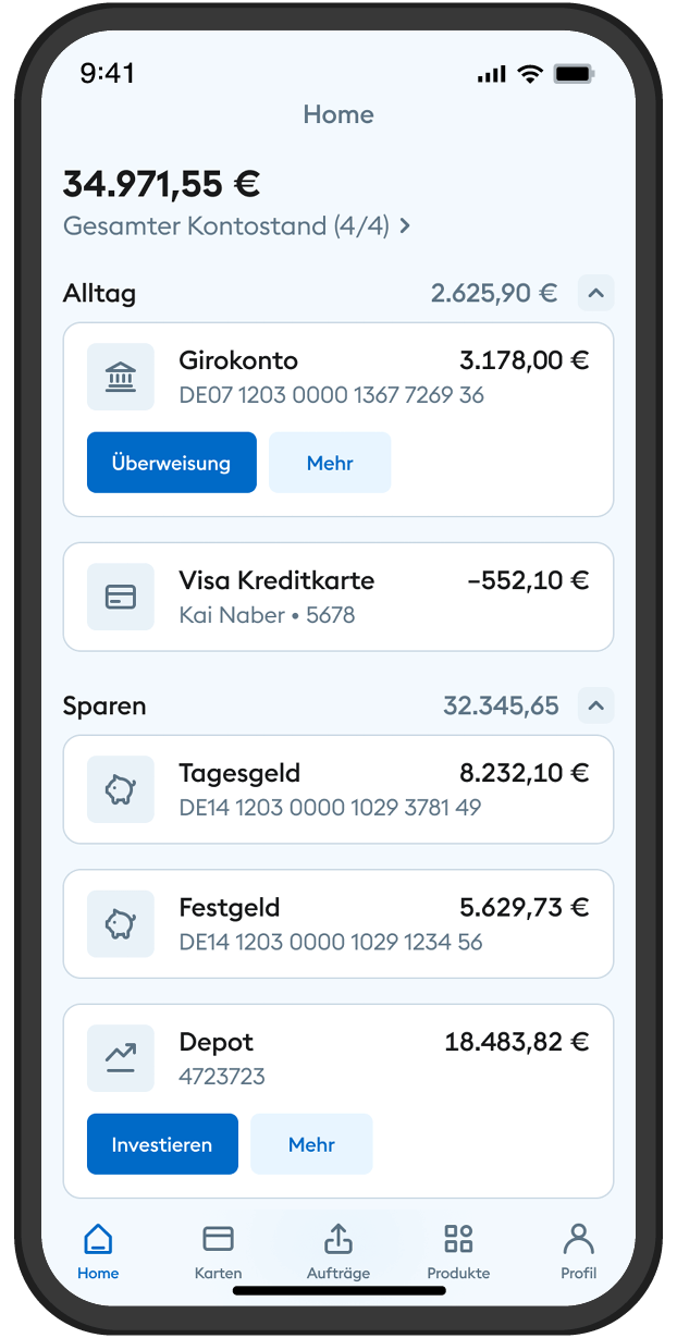 Illustration eines Smartphone mit dem Finanzstatus in der DKB-App