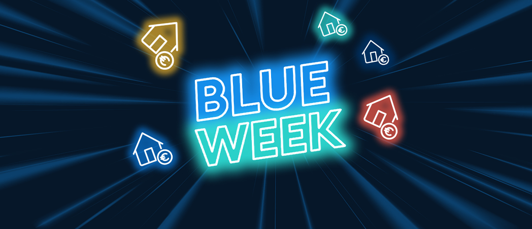 Motive zur Aktionswoche "Blue Week" für die Baufinanzierung-Aktion