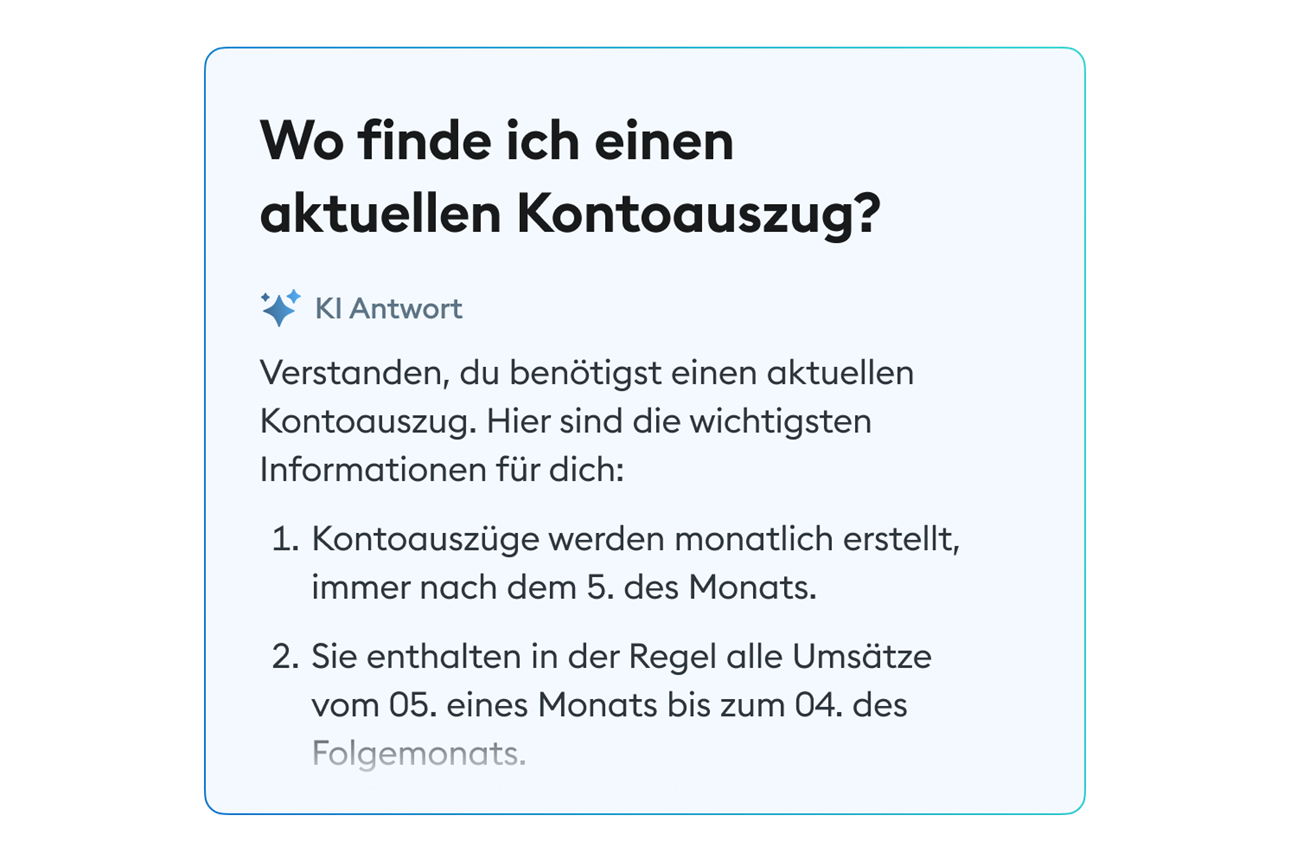 Der KI Support zeigt dir, wo du Funktionen in deinem Banking findest