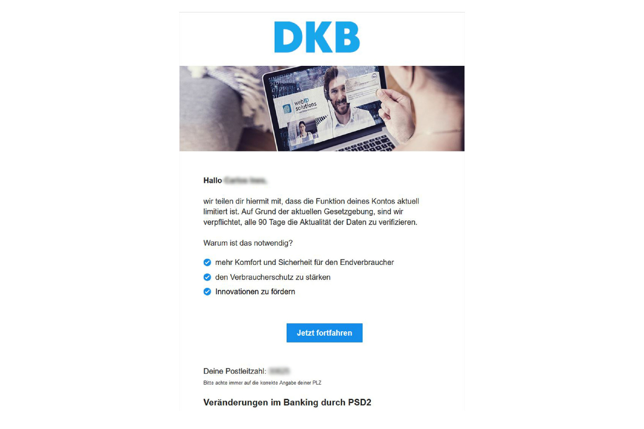 Phishing - E-Mail Beispiel