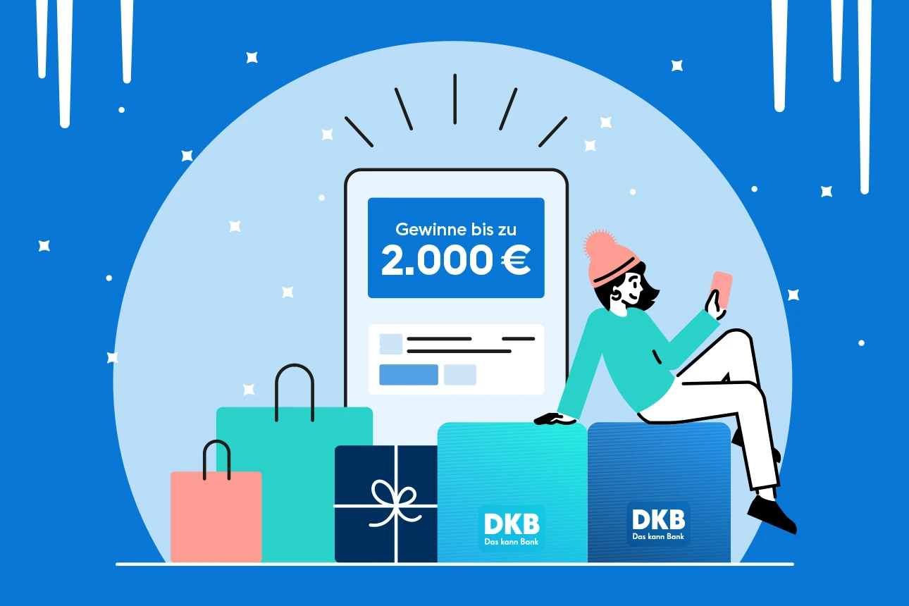 Illustration von zwei Geschenktaschen und ein Geschenk