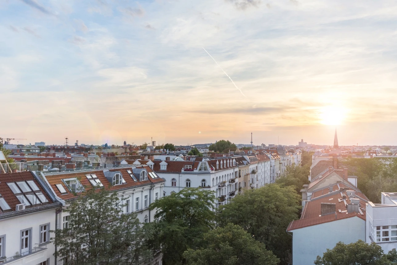 Ein Straßenzug von oben