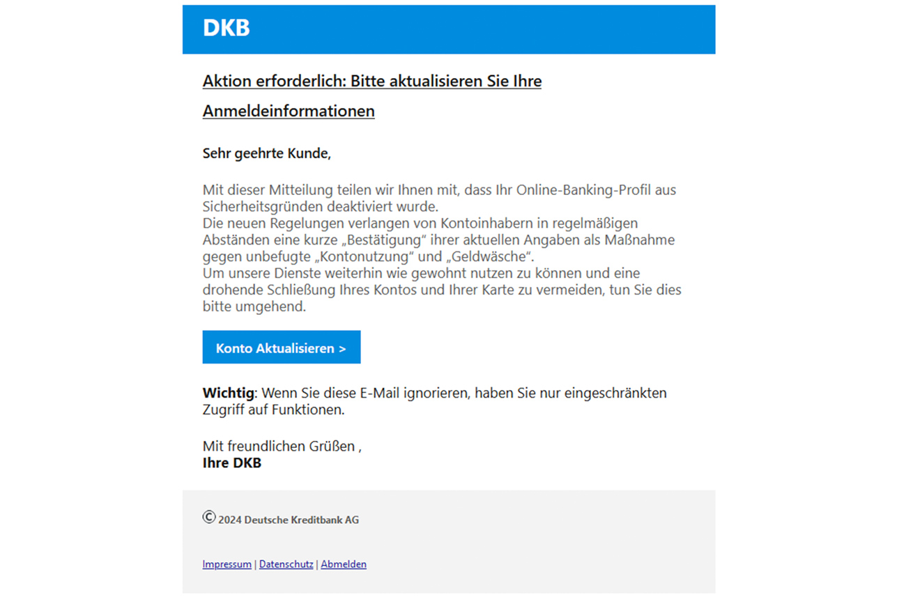 Phishing-Mail Beispiel