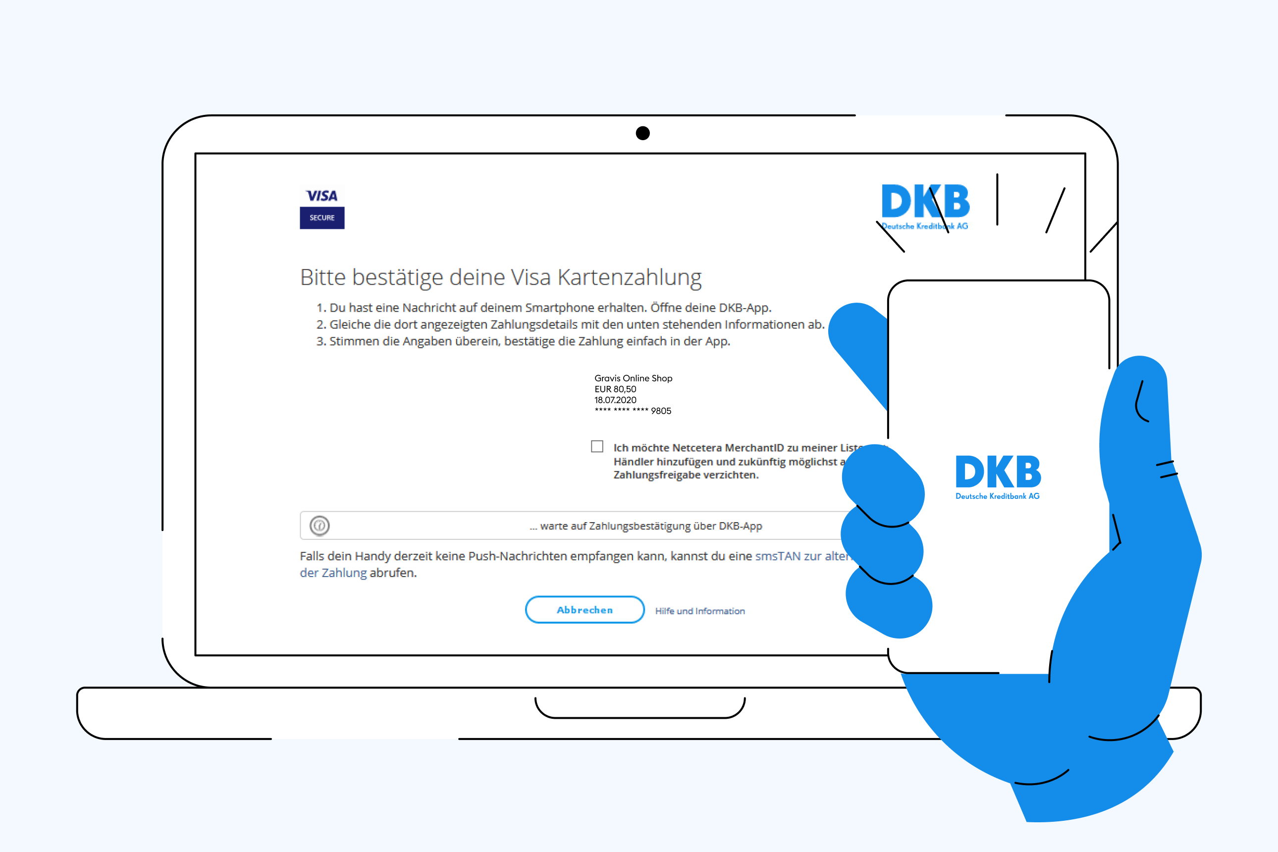 Onlinekauf mit Visa Debitkarte, Überprüfung mit Visa secure