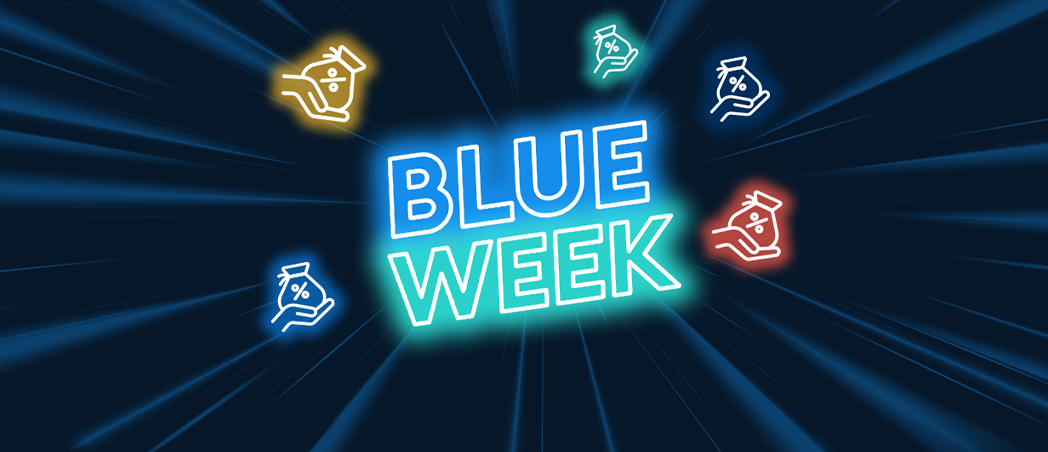 Motive zur Aktionswoche "Blue Week" für die Sonderzins-Aktion