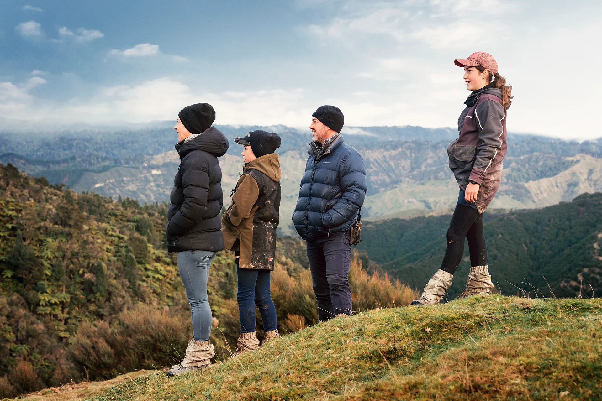 Rimunui station, the family standing on the hill.